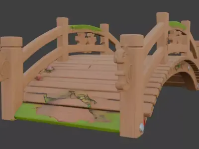 wooden bridge 3d model 3D model
