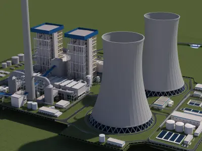 Power plant detailed 3D model 3D model