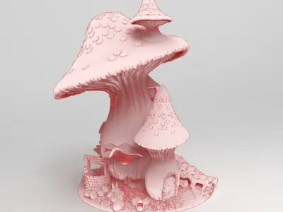 Mushroom house 3D print model buy