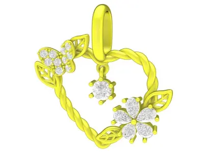 Floral Heart Gemstone Pendant 6933 3D print model