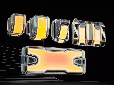 Sci-Fi Light Fixture Set 4 Low-poly 3D model
