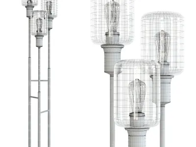 Menlo Lane Black Bronze 3 Light Seedy Glass Floor Lamp 3D model