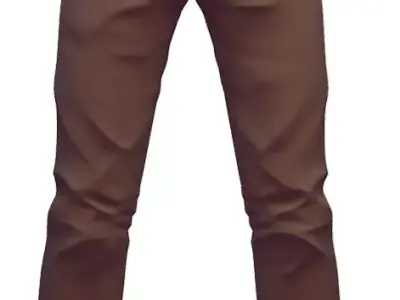 Brown Pants - Denim Trousers - Beige Jeans - Casual Wear Clothes 3D model