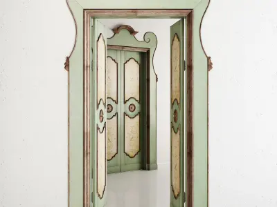 Old classic door 001 3D model