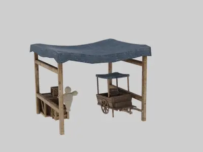 Medieval Stall Low-poly 3D model