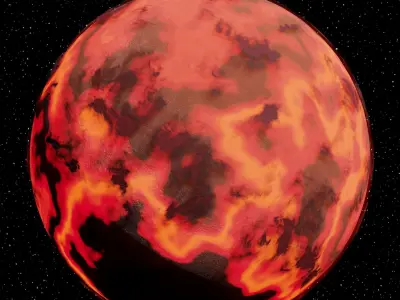 Planet Z fiery in space Low-poly 3D model