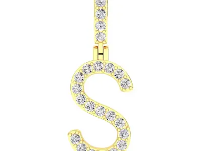 Alphabet S-letter single row pendant 3D print model