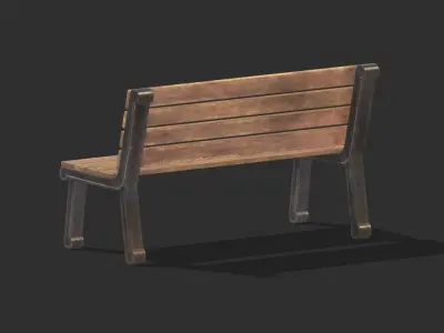Bench 04 Low Poly PBR Realistic Low-poly 3D model