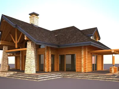 Wood house model 3d dom56 3D model 3D model 3D model