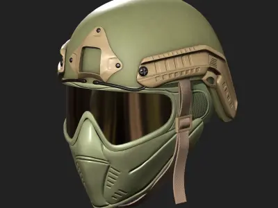 Helmet mask scifi military combat 3d model low poly  Low-poly 3D model