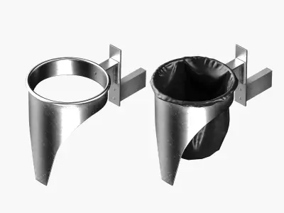 Empty Wall-mounted Trashcan Low-poly 3D model