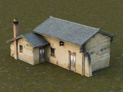 Traditional Rural Residential House Low-poly 3D model