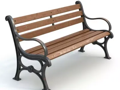 Urban Street Bench 3D Model Low-poly 3D model purchase