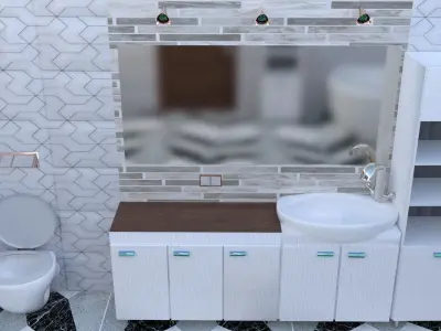 modern bathroom Low-poly 3D model