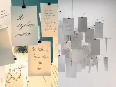 Zettelz 6 light fixture with paper hanging from it 3D model