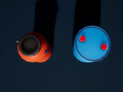 Plastic Barrel Stylized Low-poly 3D model