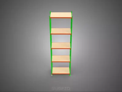 VERTICAL UPRIGHT TOWER WOOD STEEL METAL SHELVING STORAGE RACK UP 3D model