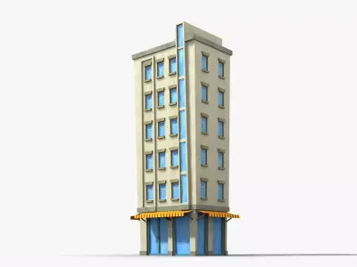 Cartoon Building x31 Low-poly 3D model