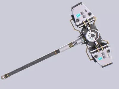 Scifi hammer Low-poly 3D model