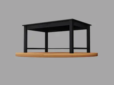 Simple Wooden Study Table with Drawer - Black Wood Free low-poly 3D model