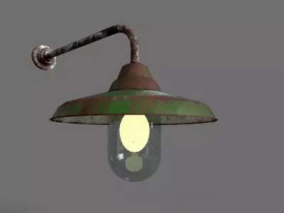 Old Rusted Outdoor Wall Lamp  Low-poly 3D model