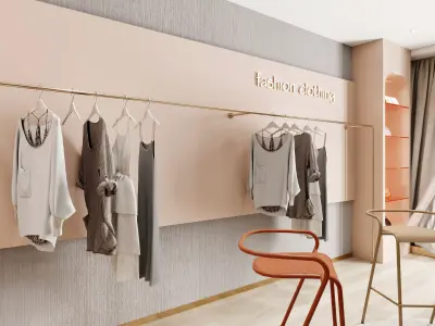 Modern live broadcast room clothing store Low-poly 3D model