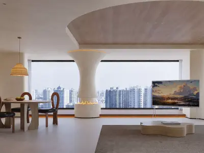 Japandi Minimalist Living and Dining Suite 3D model