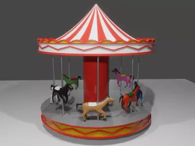 Carousel - Amusement Park - Carrossel Low-poly 3D model