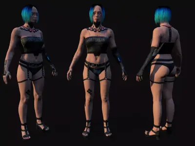 Cyberpunk Girl Low-poly 3D model