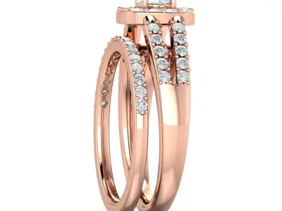 SWAZ01LR rose gold diamond bridal ring set 3D print model