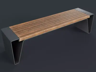 Modern Outdoor Bench 6 PBR Game Ready Low-poly 3D model