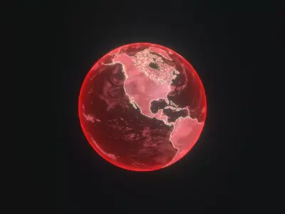 Red Hologram Planet Earth Hologram Sci-Fi 3D Model Low-poly 3D model