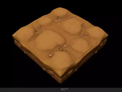 Stylized Sand Stone Floor Game Ready - AI Low-poly 3D model
