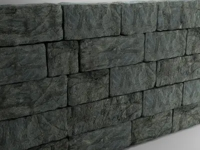 High Poly Natural Stone Wall 3D model