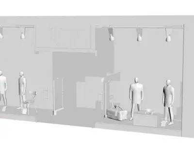 Shop window with low poly interior for men 3D model