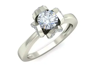 Light Weight White Gold Diamond Ring  -VJR02 3D print model