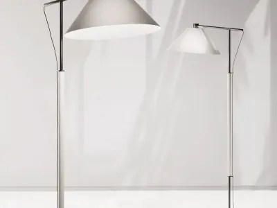 Crate and Barrel Luka Petite Floor Lamp Iron and Oak 3D model