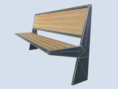 Street bench low poly pbr game ready Low-poly 3D model 2