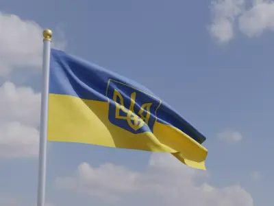 Flag of the Ukraine Low-poly 3D model