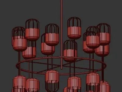 CAPSULE chandelier with gold cages 3D model