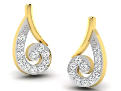 Gold Diamond Women Earring 3D print Model 3D print model 172