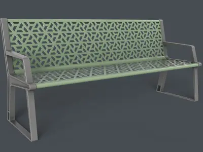 Metal Modern Bench 11 PBR Game Ready Low-poly 3D model