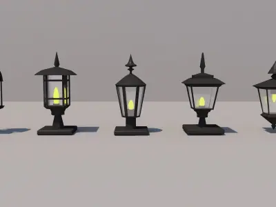 Outside Lamp 5 Pack  3D Model Low-poly 3D model