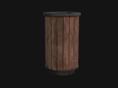 Street Trash Can Low-poly 3D model order