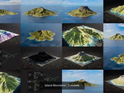 Island Mountains 3D Model Pack