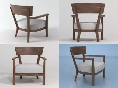 Sally wooden armchair in four different views 3D model