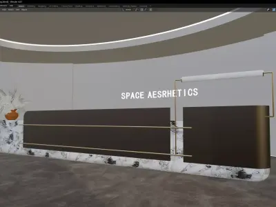 Minimalist Reception Desk with Sculptural Marble Base 3D model