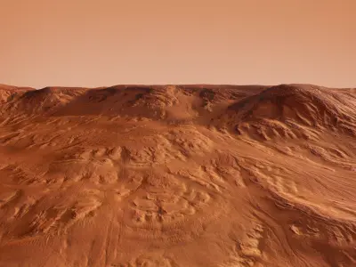 Mars Planet Landscape Desert Mountain Cliffs PBR Low Poly 01 Low-poly 3D model