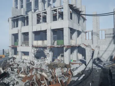 Destroyed building Kit Low-poly 3D model