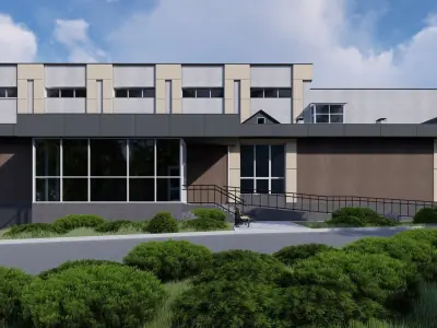 3D model of a public building with a swimming pool interior 3D model